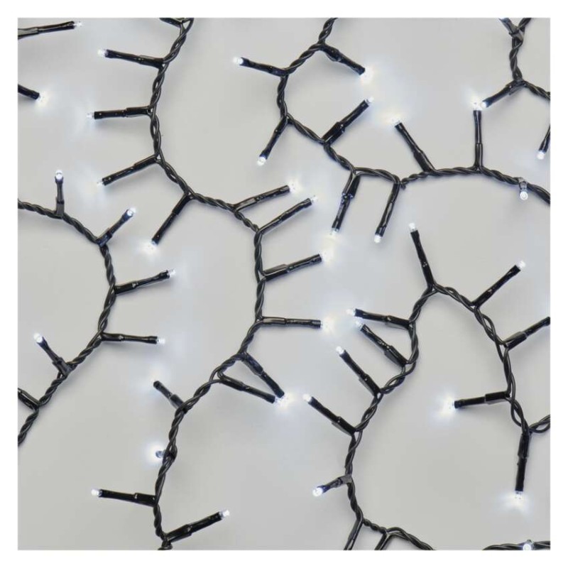 Lampki choinkowe LED Classic Cluster, jeżyk, 400 LED 8m, zimna biel, czarny, IP44, timer