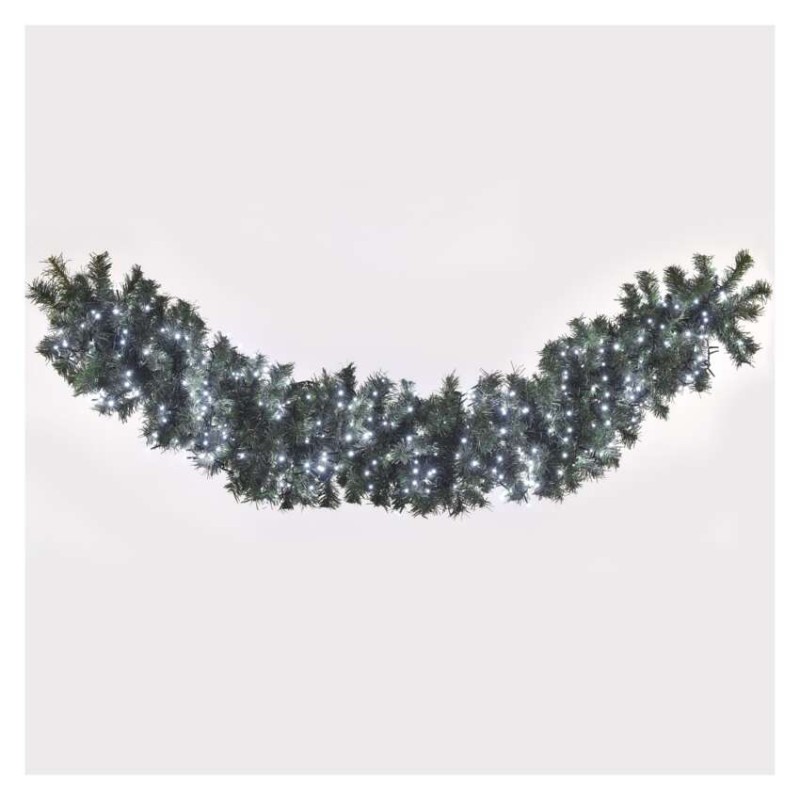 Lampki choinkowe LED Classic Cluster, jeżyk, 300 LED 6m, zimna biel, czarny, IP44, timer