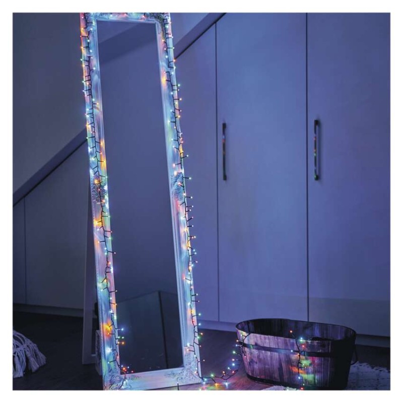 LED Ziemassvētku virtene – ezis, 12 m, lietošanai ārā un iekštelpās, daudzkr., ar taimeru