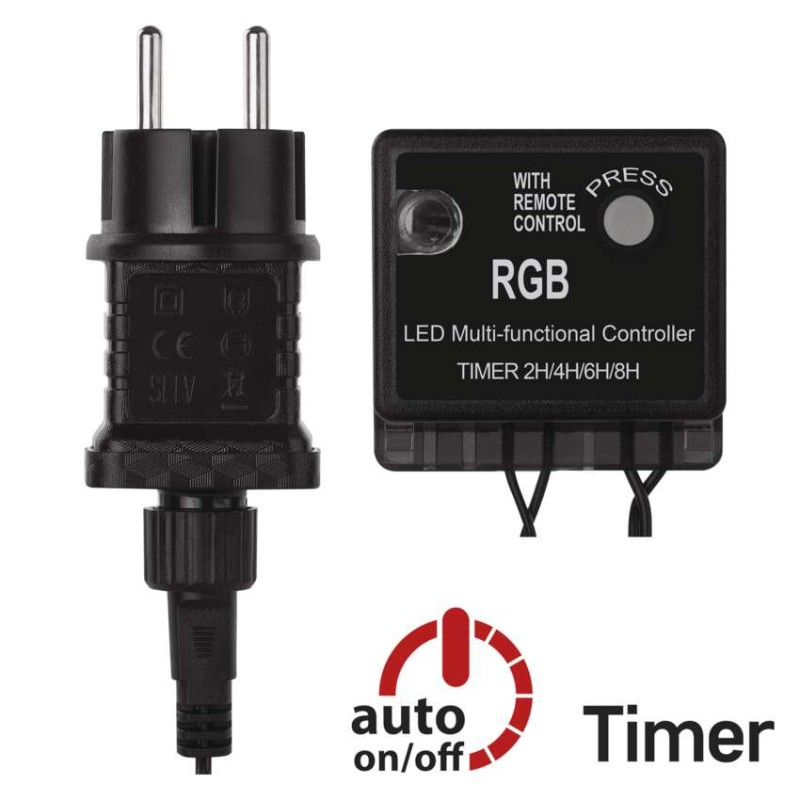 LED karácsonyi fényfüzér, cseresznye – golyók, 10 m, RGB, távirányító, programok, időzítő