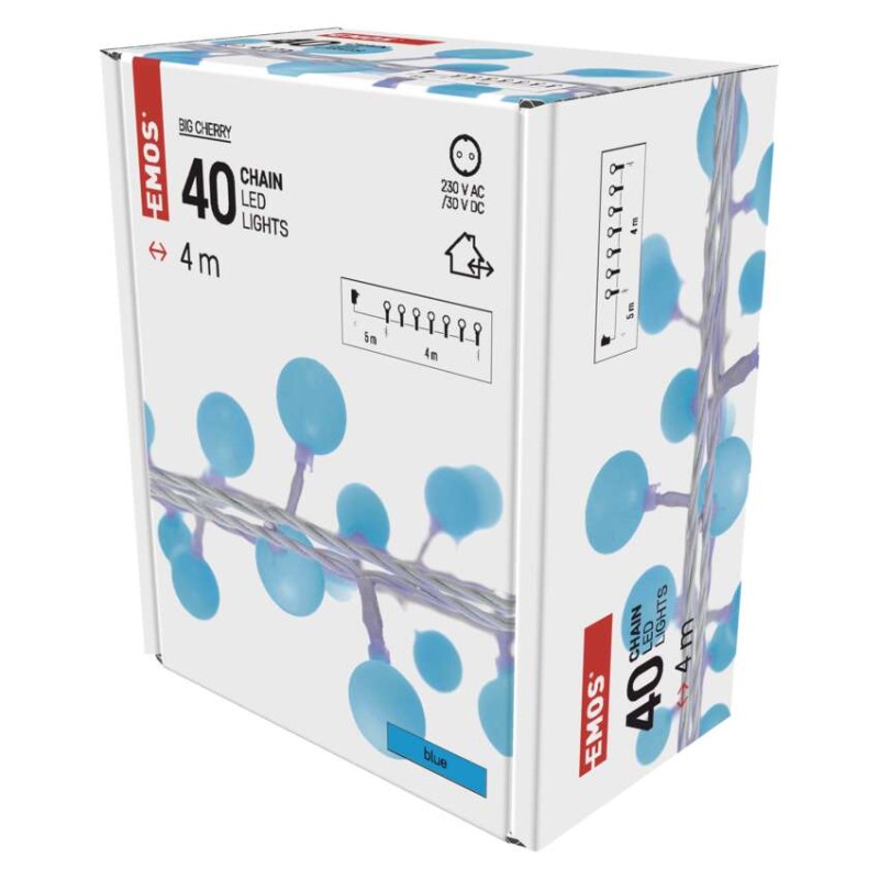 LED Cherry Lichterkette – Kugeln 2,5 cm, 4 m, Außen und Innen, blau, Timer