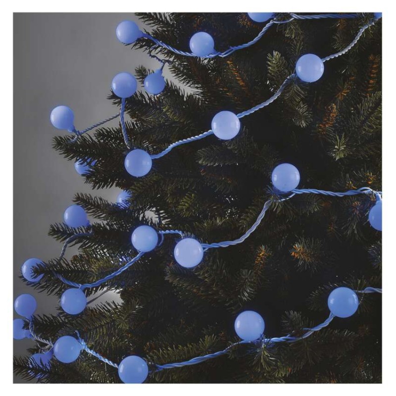 LED Cherry Lichterkette – Kugeln 2,5 cm, 4 m, Außen und Innen, blau, Timer