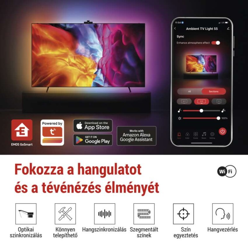 GoSmart Ambient LED RGB világítás TV-hez 55“ (139 cm)