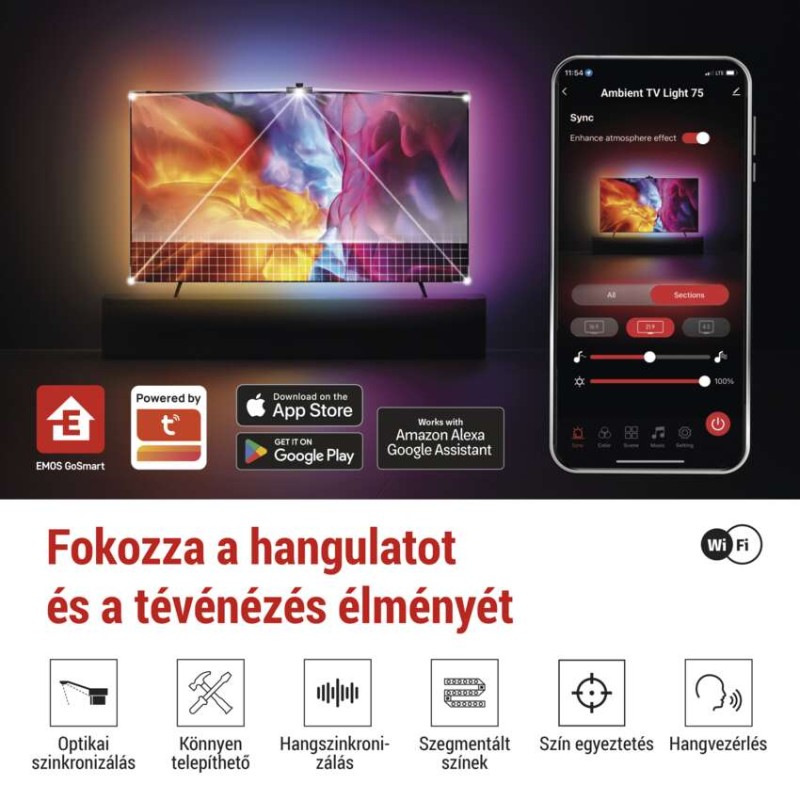 GoSmart Ambient LED RGB világítás TV-hez 75“ (189 cm)