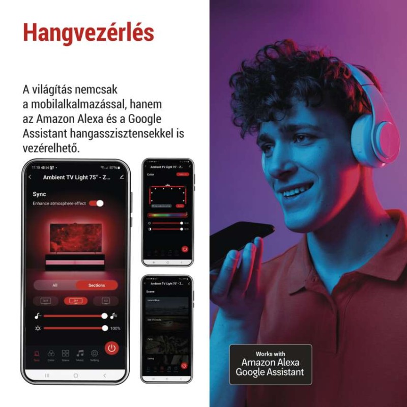 GoSmart Ambient LED RGB világítás TV-hez 75“ (189 cm)
