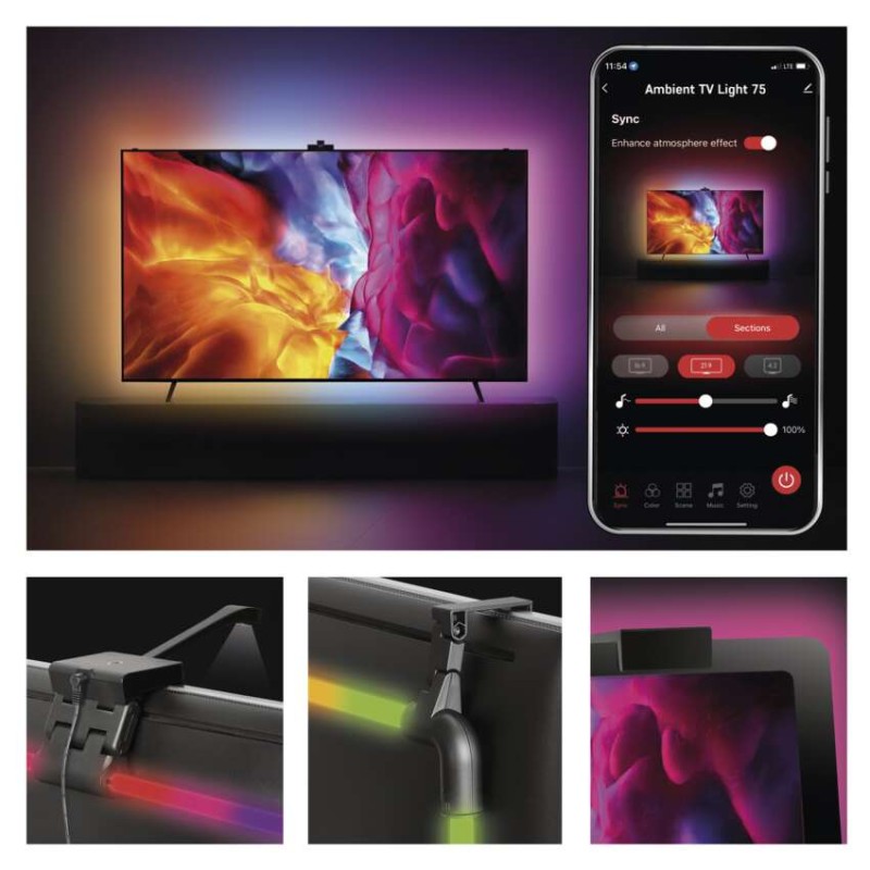 GoSmart Ambientné LED RGB osvetlenie za TV 75“ (189 cm)