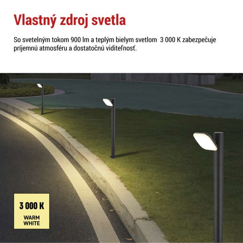 LED záhradné stĺpikové svietidlo NIKA, 12 x 12 x 80 cm, 12,5 W, teplá biela