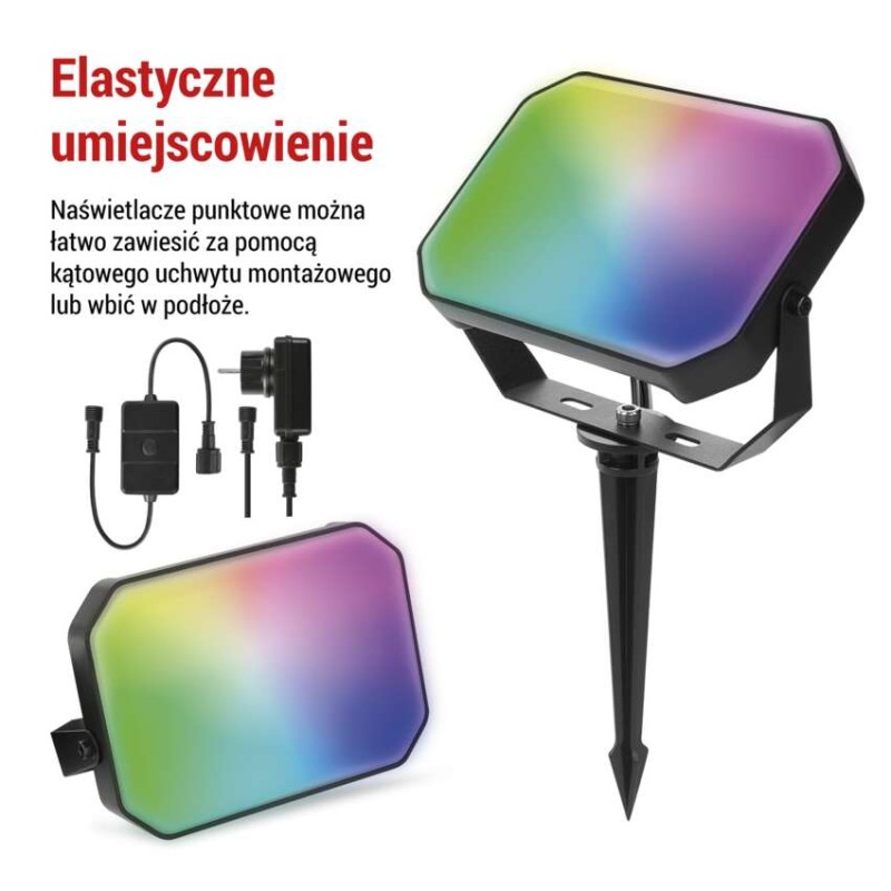 GoSmart Naświetlacze LED RGB IC + CCT, IP65, zestaw startowy 3 szt., WiFi