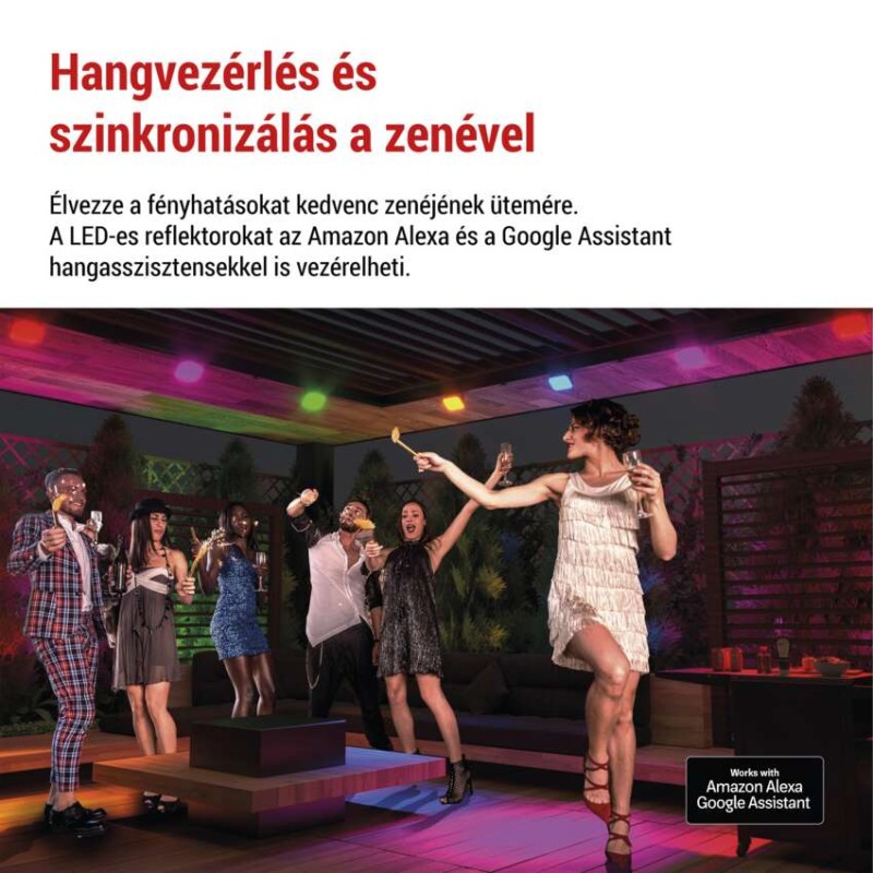 GoSmart kültéri LED reflektor, kezdő készlet, 3 darab, 14 W, RGBIC dimmelhető, WiFi