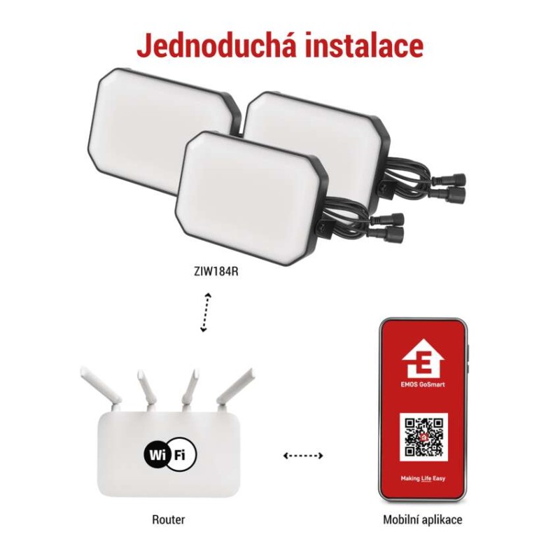 GoSmart venkovní LED reflektor, startovací sada, 3 díly, 14 W, RGBIC stmívatelné, WiFi