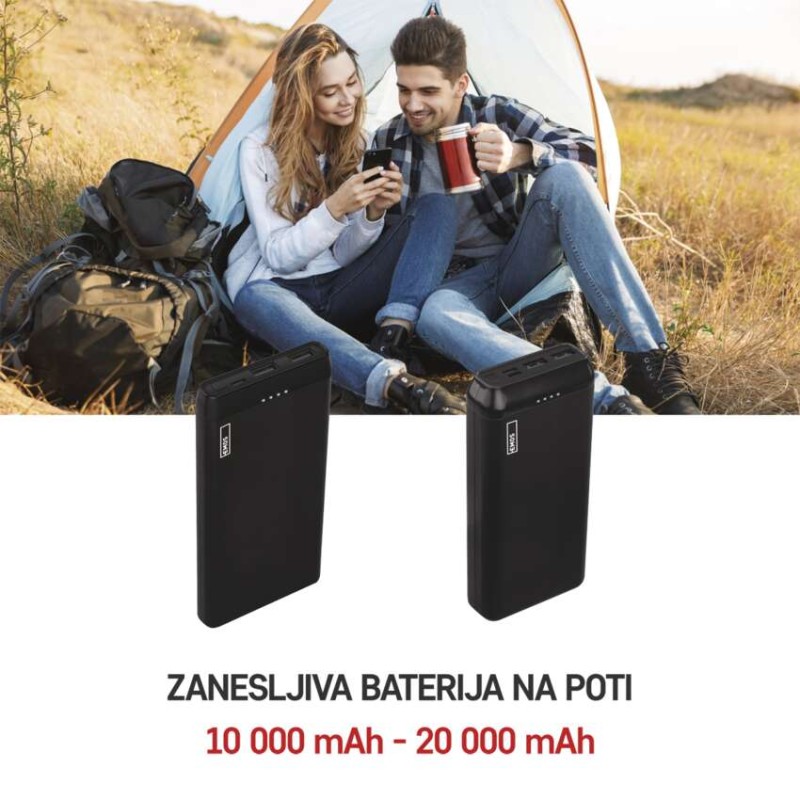 EMOS ALPHA2 20 powerbank, 20 000 mAh, 10 W, črni