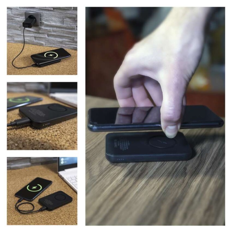 EMOS Powerbank WI 521, 5 000 mAh, 20 W+Wireless, fekete