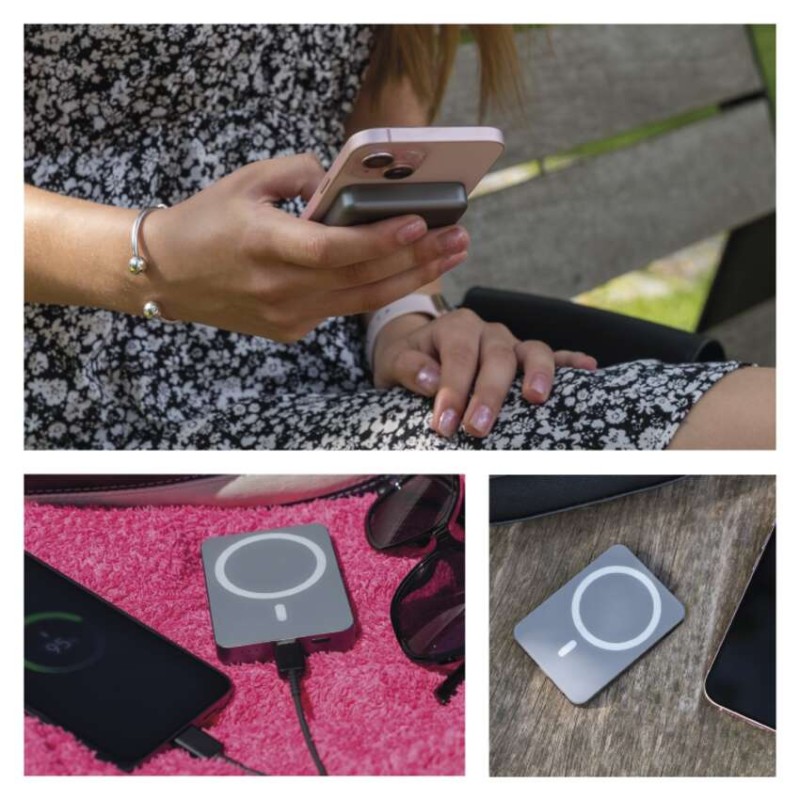 Power bank EMOS WI 522, 5 000 mAh, 20 W+Wireless, šedá