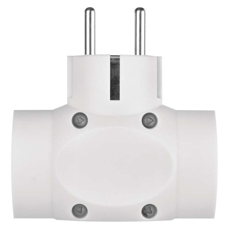 Rozbočovací zásuvka 3×, kulatá, bílá