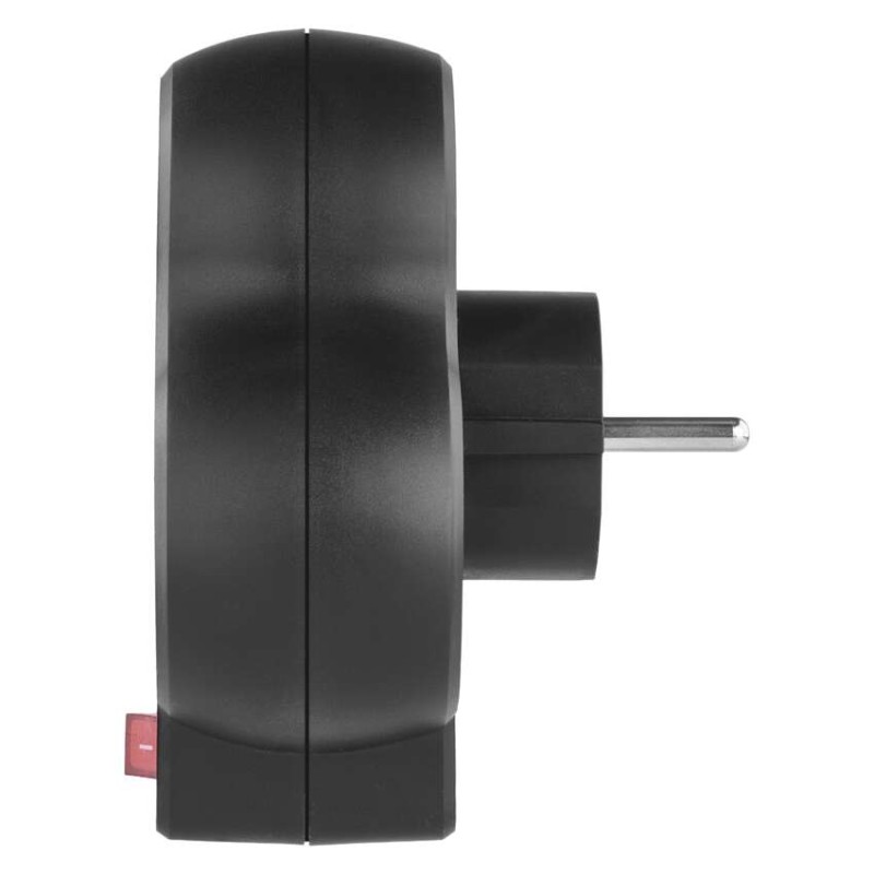 Rozbočovací zásuvka 2×, vyp., 1×USB-A+1×USB-C, černá