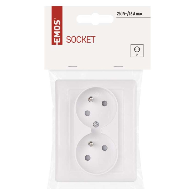 Zásuvka dvojnásobná, bílá