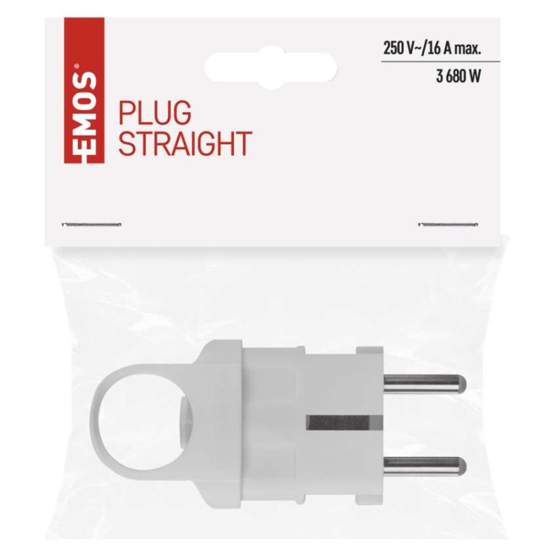 Vidlice přímá pro prodlužovací kabel, bílá