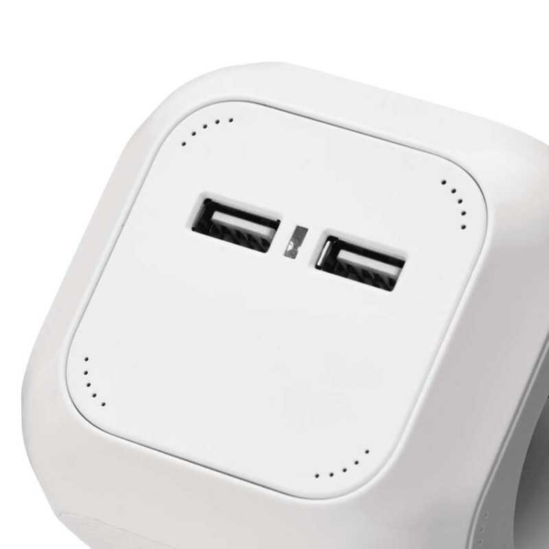 Ilgintuvas – Cube 1,9 m / 4 lizdai / baltas / PVC / su USB / 1,5 mm2 