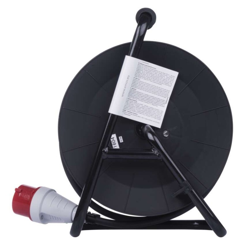 Kültéri kábeldob 25 m / 3 aljzat / fekete / gumi / 230V/400V / 1,5 mm2