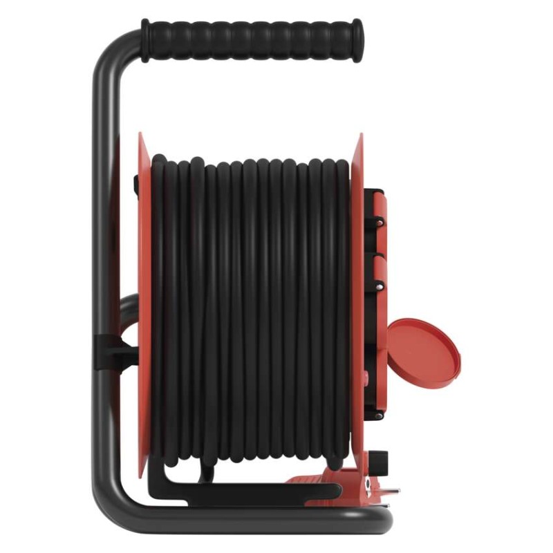 Kültéri kábeldob 25 m / 4 aljzat / fekete / gumi / 230V/400V / 1,0 mm2