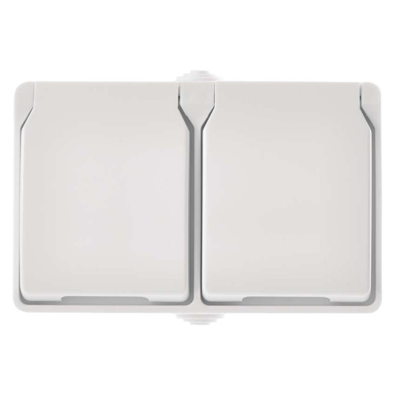 Gniazdo podwójne IP44 białe