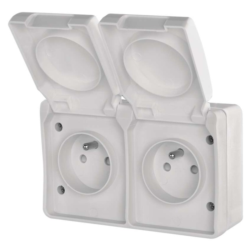 Gniazdo podwójne IP44 białe