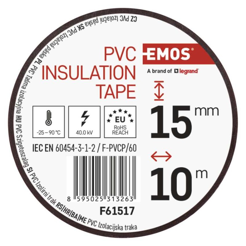 Izolační páska PVC 15mm / 10m hnědá, 10 ks