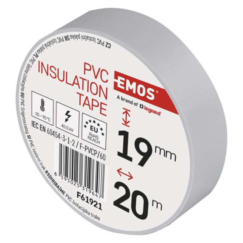 Izolačná páska PVC 19mm / 20m biela, 10ks