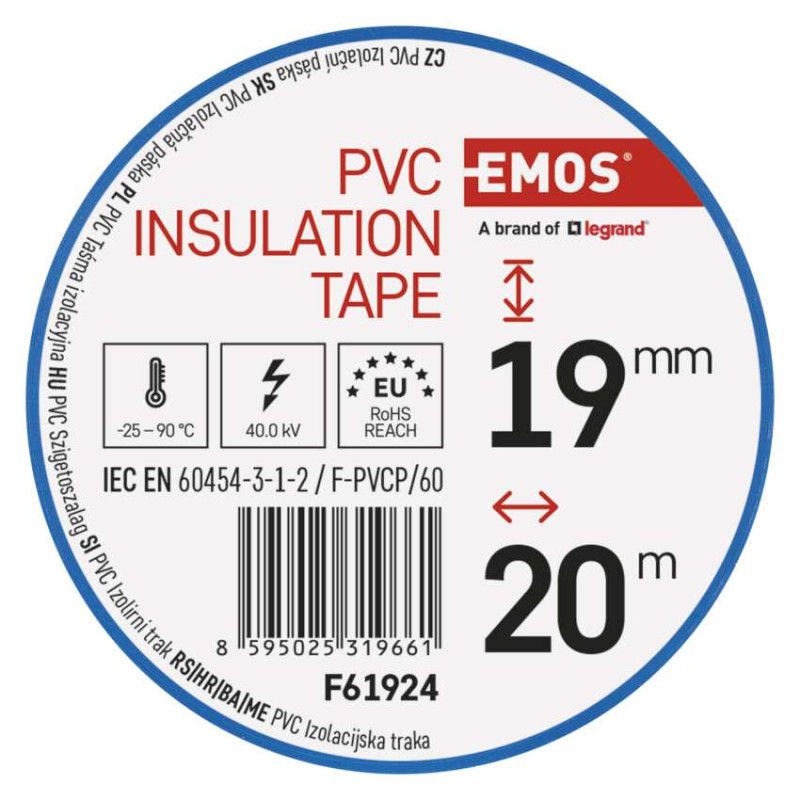 Izolační páska PVC 19mm / 20m modrá, 10 ks