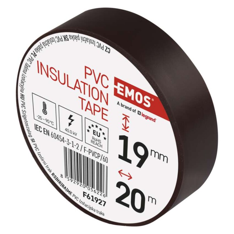 Izolačná páska PVC 19mm / 20m hnědá, 10ks