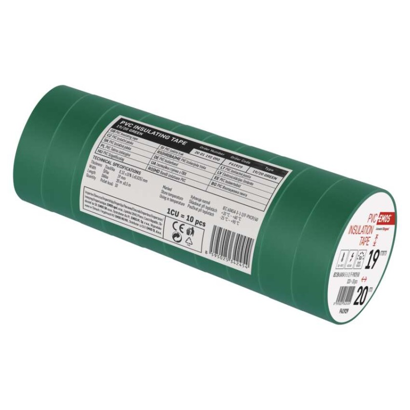 Izolační páska PVC 19mm / 20m zelená, 10 ks