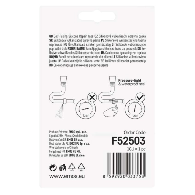 Silikonová páska vulkanizační 25mm / 3m černá