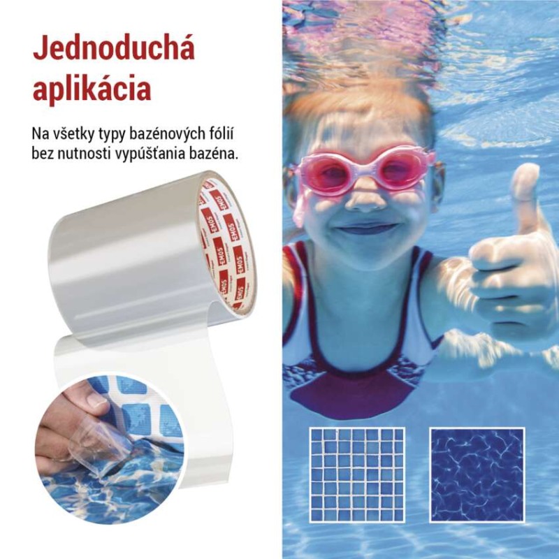 Opravná lepiaca páska na bazény, 1 m × 100 mm, transparentná