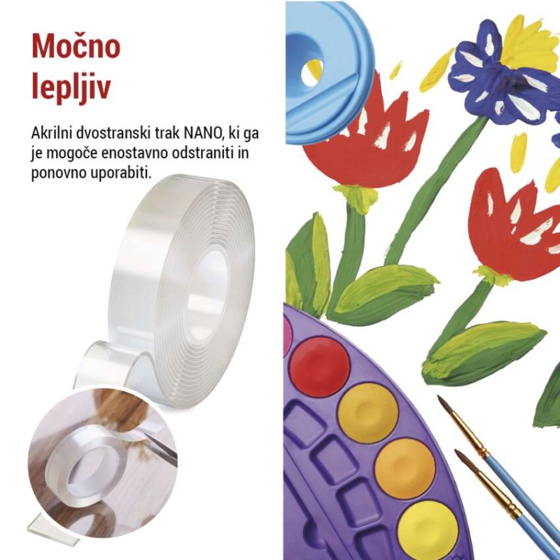  Dvostranski NANO trak 30 mm / 3 m, prozoren