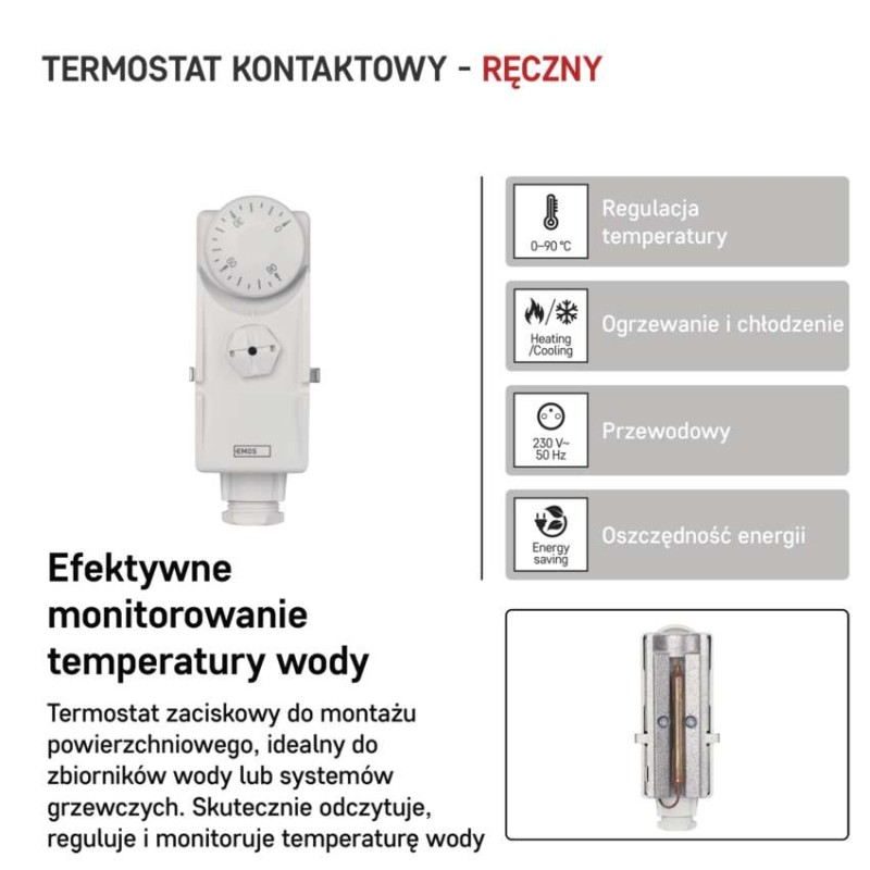 Termostat przylgowy, ręczny, P5681