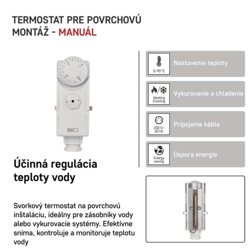 Príložný manuálny termostat P5681