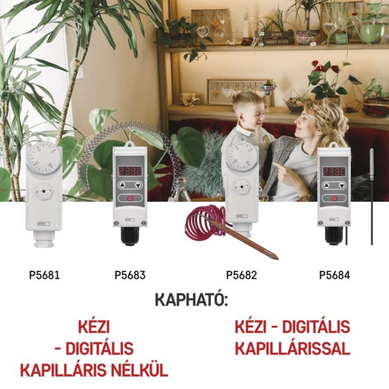 Manuális felületre szerelhető csőtermosztát P5681