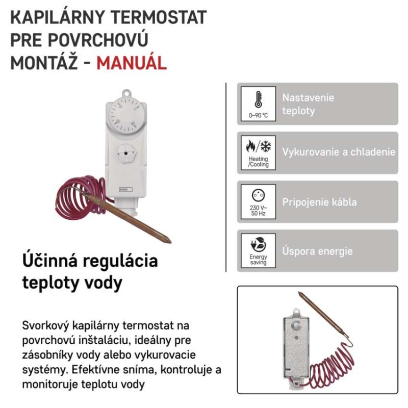 Príložný manuálny kapilárový termostat P5682