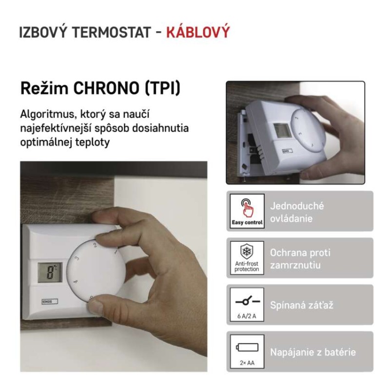 Izbový manuálny drôtový termostat P5603R