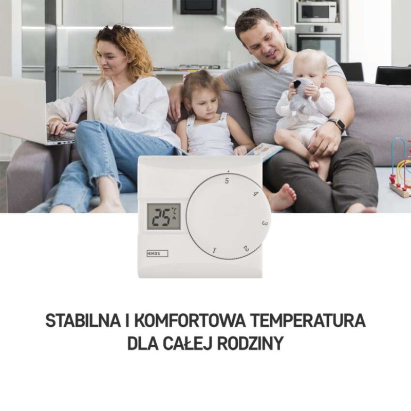 Ręczny termostat pokojowy, przewodowy, P5603R