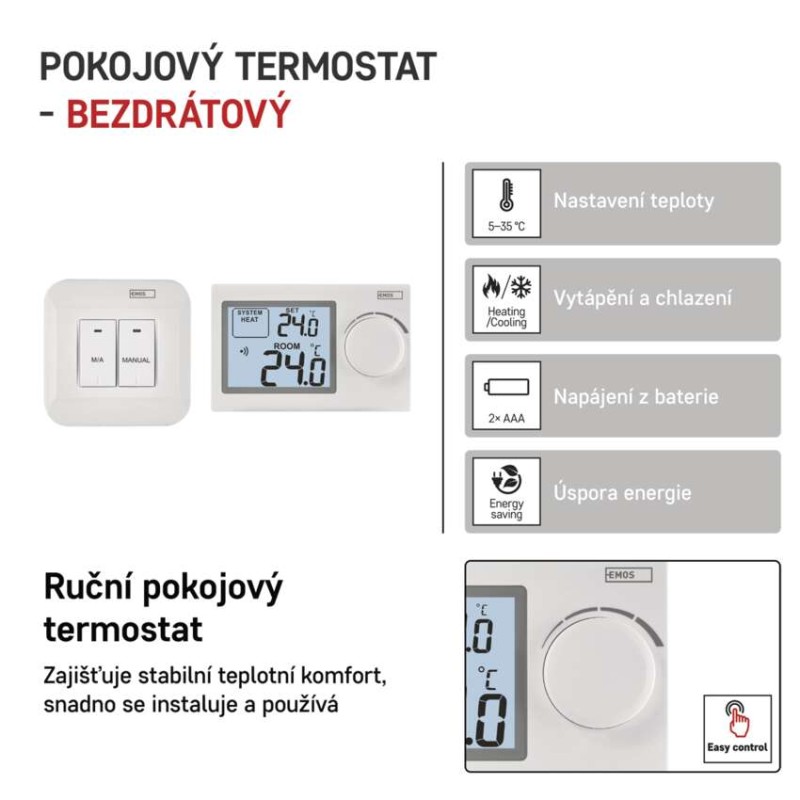 Pokojový manuální bezdrátový termostat P5614