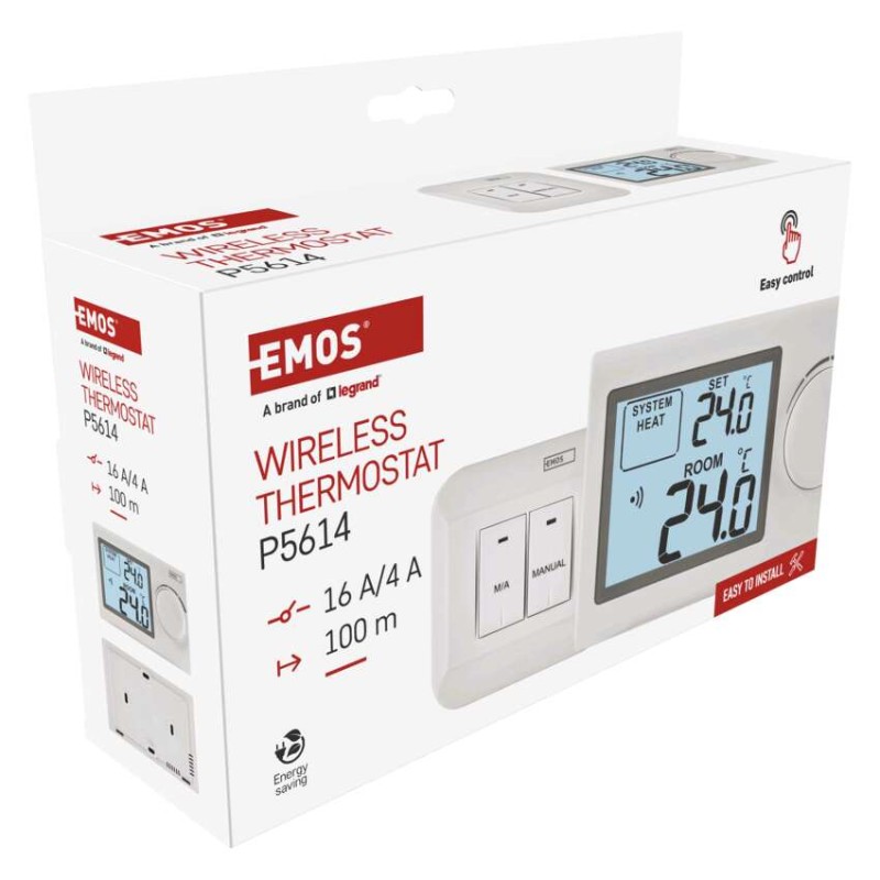Ręczny termostat pokojowy, bezprzewodowy, P5614