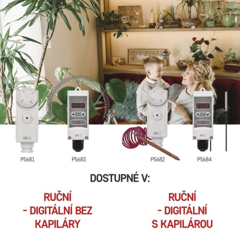 Příložný manuální kapilárový termostat P5684