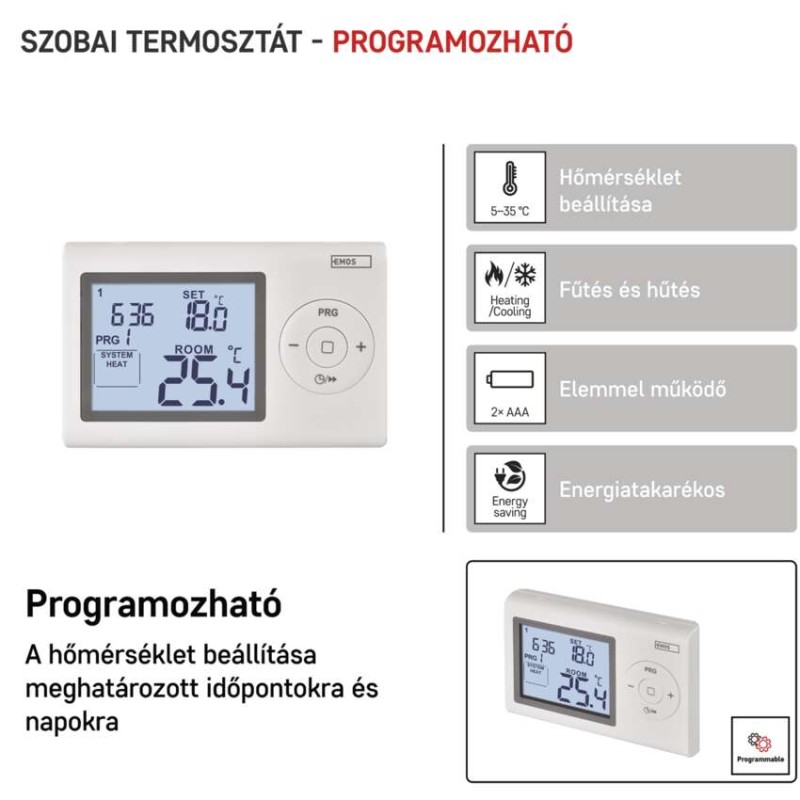 Programozható vezetékes szobatermosztát P5607