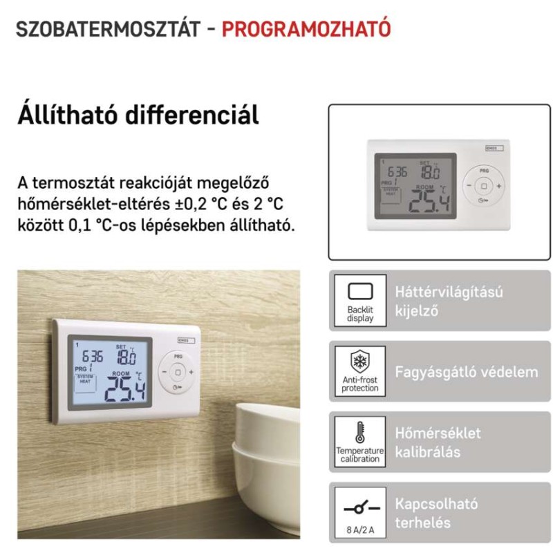 Programozható vezetékes szobatermosztát P5607