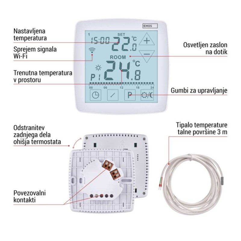 Talni žični termostat WiFi GoSmart P56S01F s programiranjem