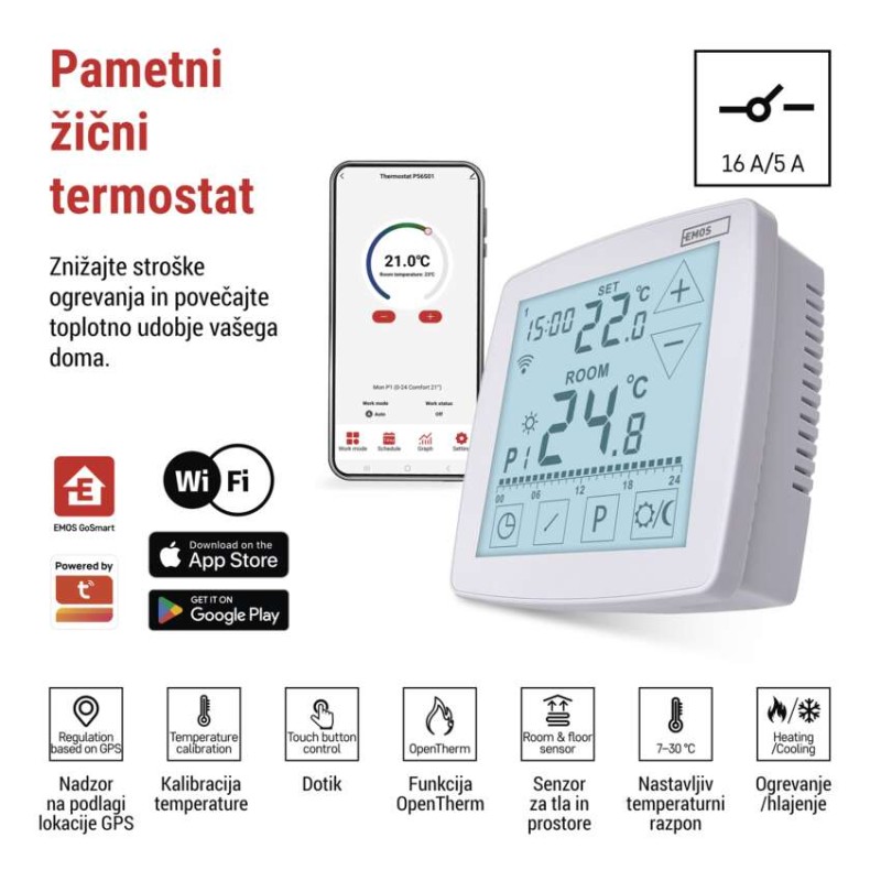 Sobni žični WiFI GoSmart termostat P56S01 s programiranjem