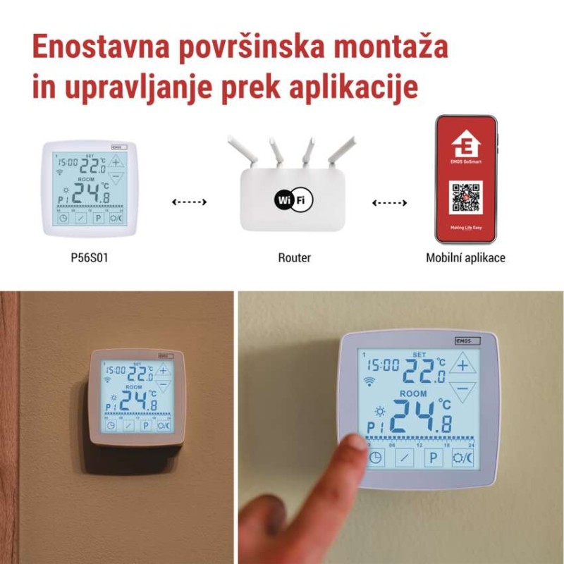 Sobni žični WiFI GoSmart termostat P56S01 s programiranjem