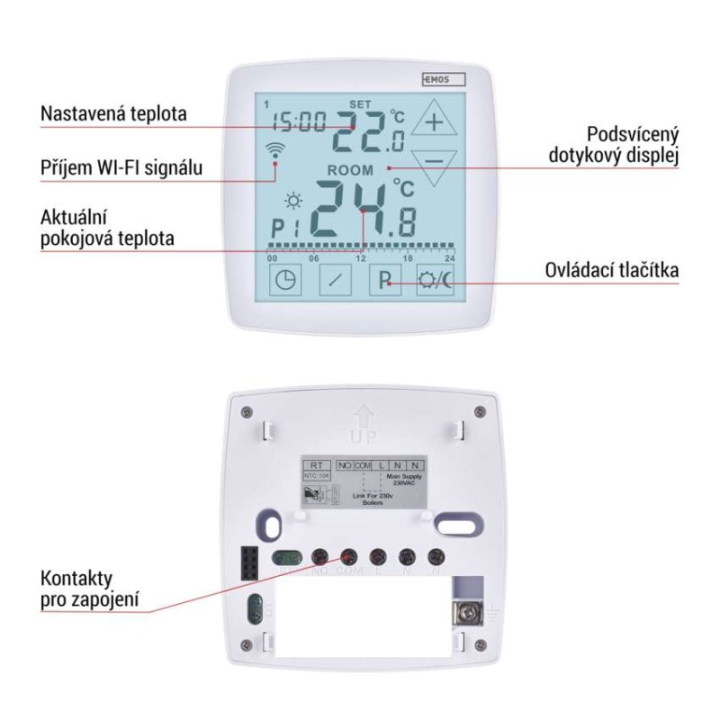 Pokojový programovatelný drátový WiFi GoSmart termostat P56S01