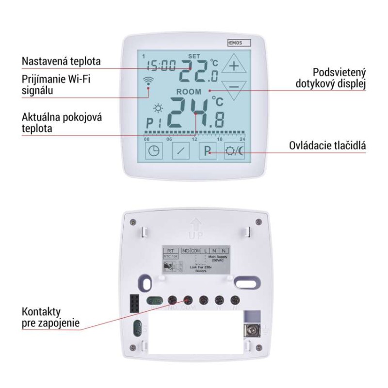 Izbový programovateľný drôtový WiFi GoSmart termostat P56S01